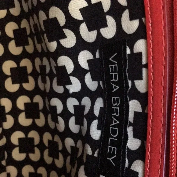 Vera Bradley dark orangish red faux leather zippered satchel. - Picture 7 of 12